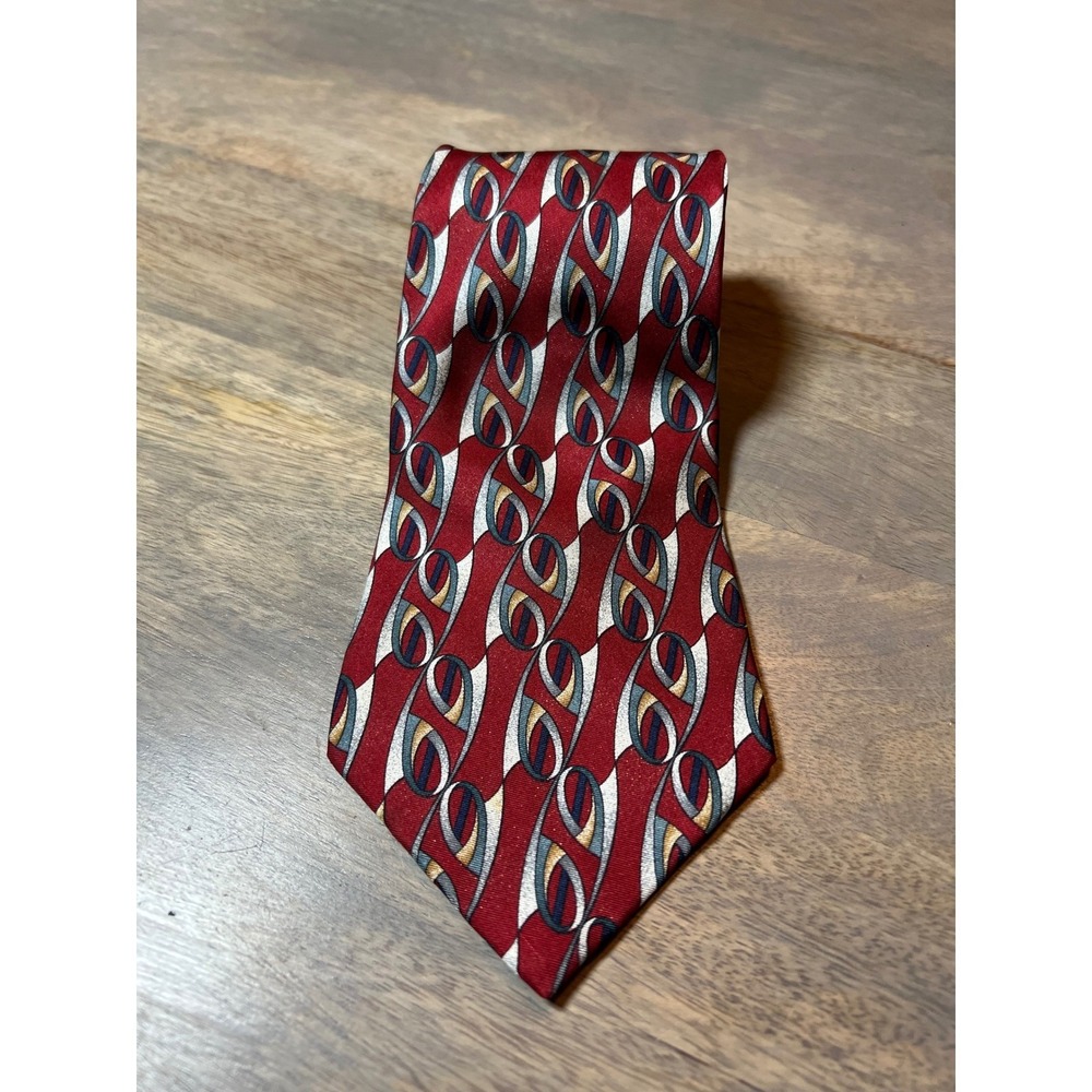 Hastings & Smith Mens Necktie Geometric Abstract Pattern Red One Size